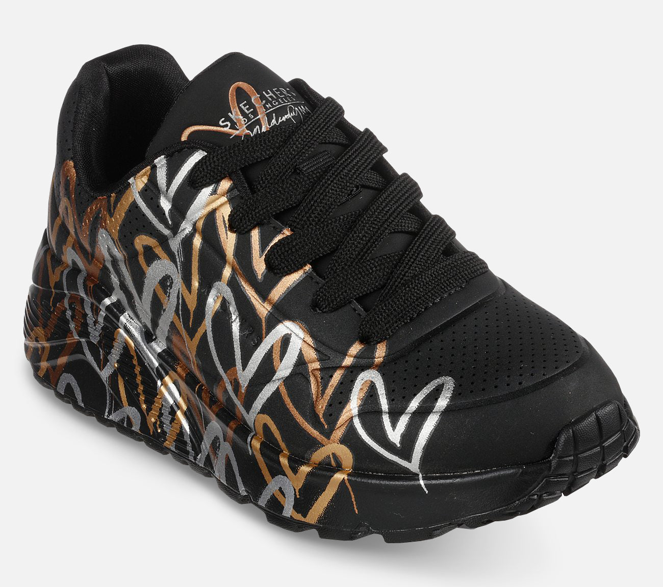 JGoldcrown: Uno Lite - Metallic Love Shoe Skechers